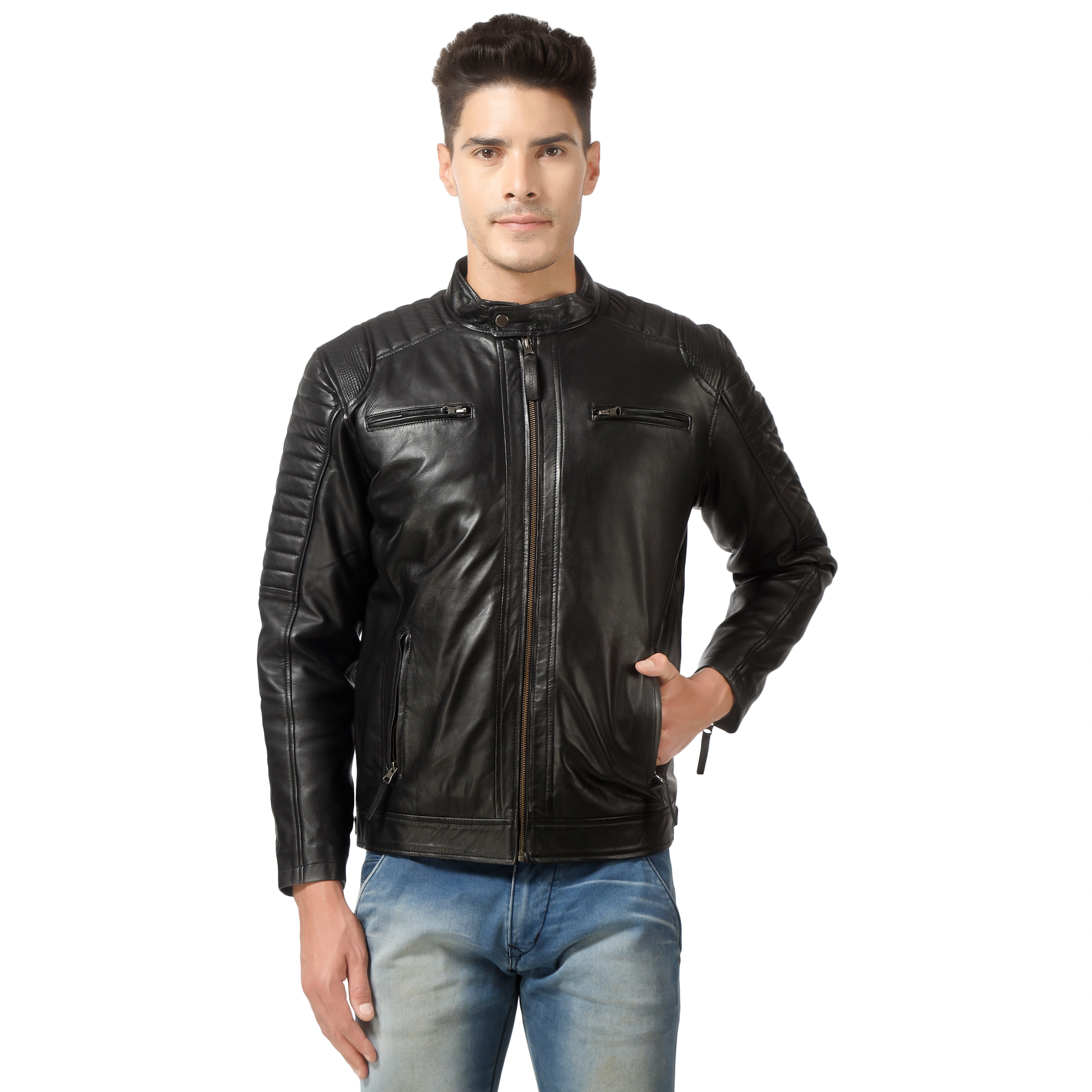 CHARMSHILP🏇🏇 - | Men's Shoulder padded Leather Jacket-11570324