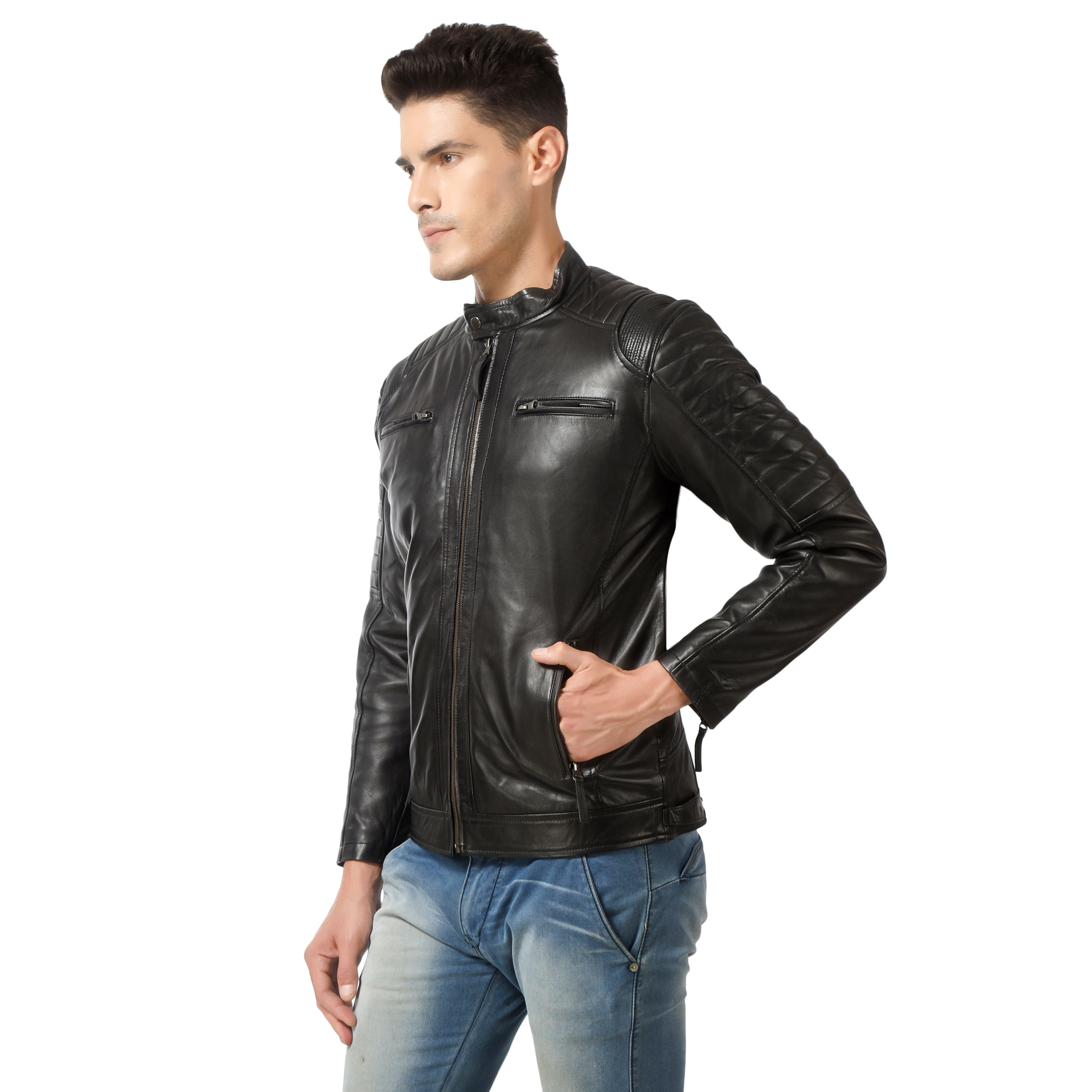CHARMSHILP🏇🏇 - | Men's Shoulder padded Leather Jacket-M-1