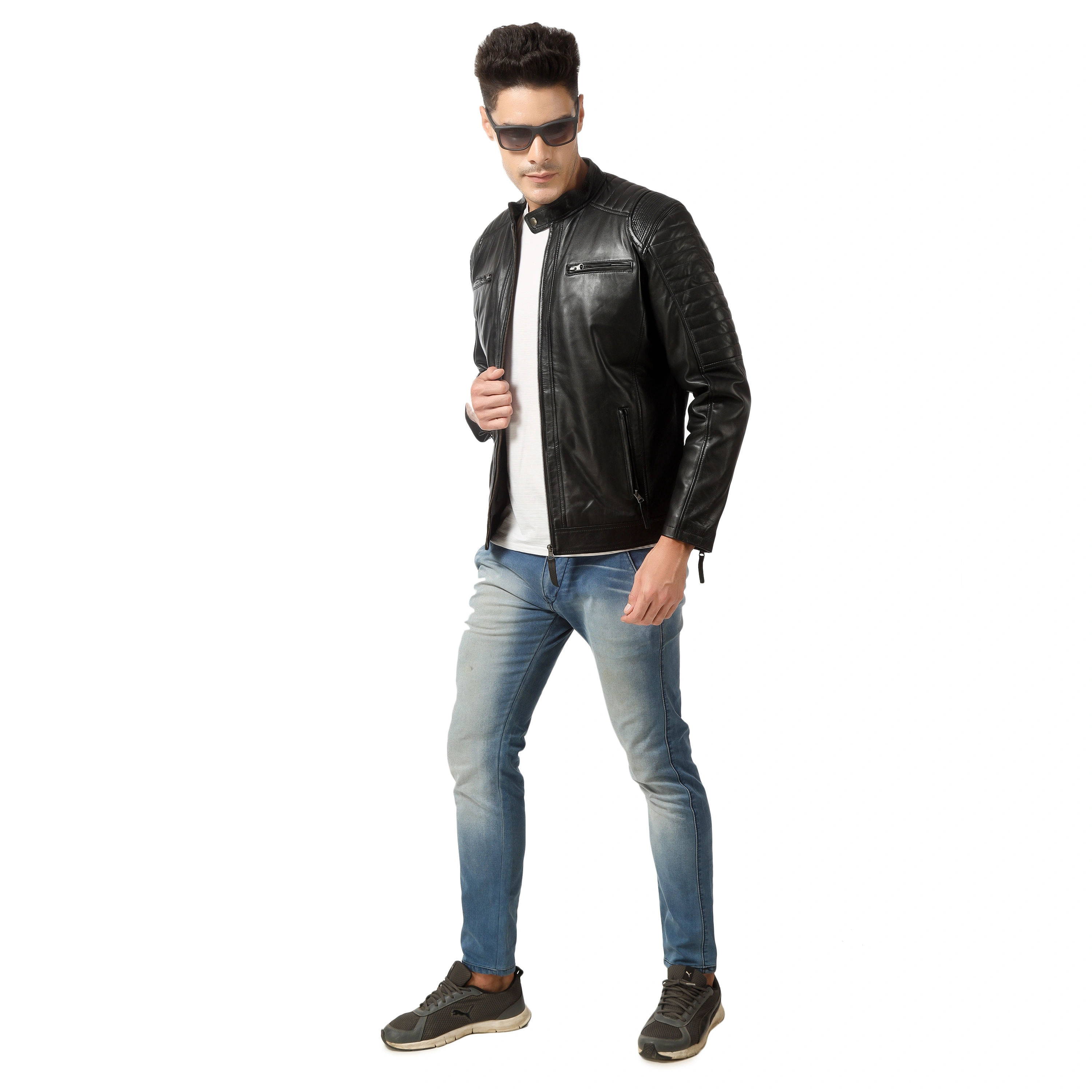 CHARMSHILP🏇🏇 - | Men's Shoulder padded Leather Jacket-M-4