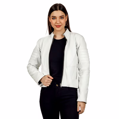 charmshilp🏇🏇 - teresa jacket | genuine leather jacket for women "white".
