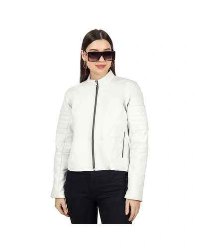 CHARMSHILP🏇🏇 - Teresa Jacket | Genuine Leather Jacket For Women &quot;White&quot;.-M-3