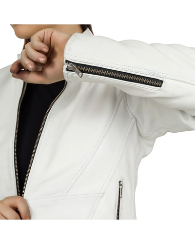 CHARMSHILP🏇🏇 - Teresa Jacket | Genuine Leather Jacket For Women &quot;White&quot;.-S-5