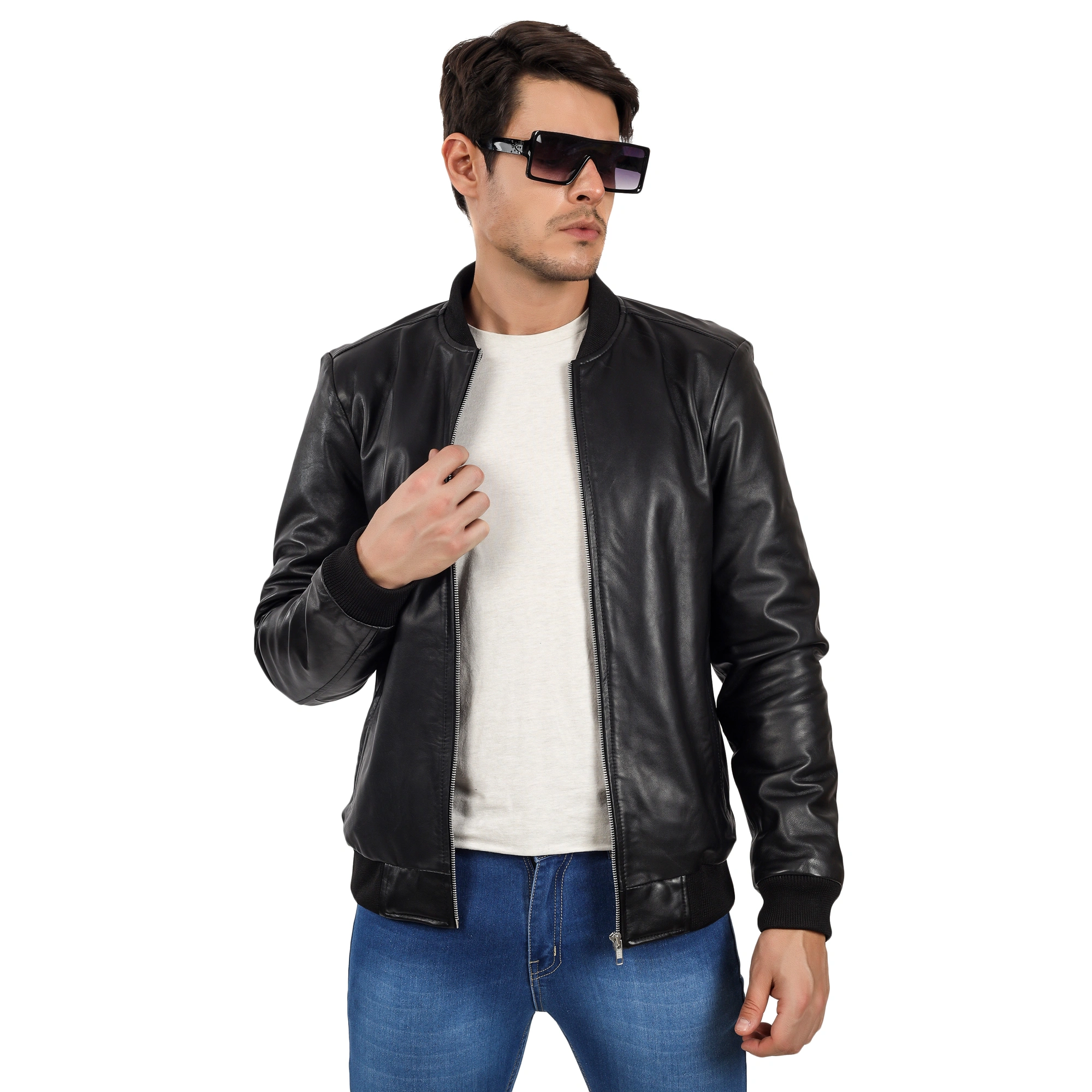 CHARMSHILP🏇🏇 - | Men's Elegant Bomber Leather Jacket..-XS-4