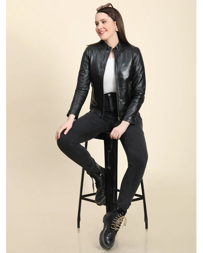 Black full sleeve Solid Women's jacket - full size body pattern -| Charmshilp-L-6