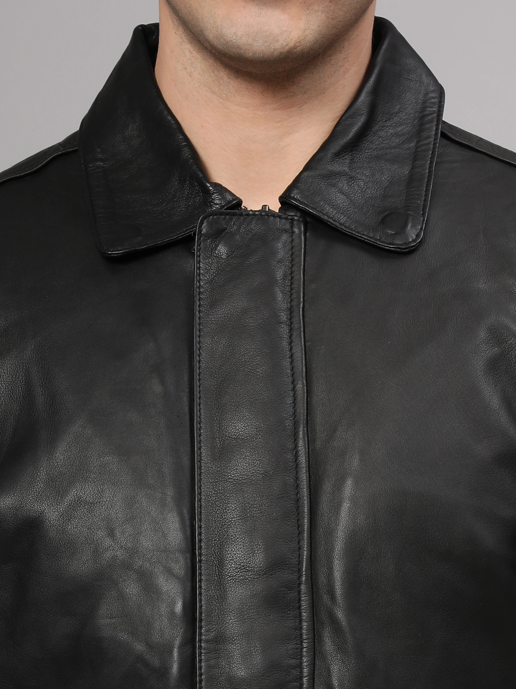 Theory Varsity Jacket In Leather Genuine Leather -| CHARMSHILP-L-Black-5