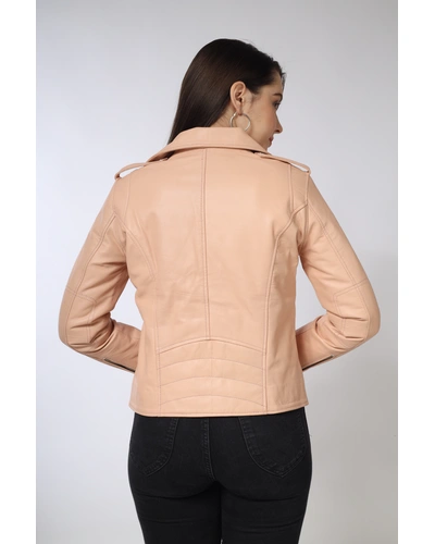 Biker in Pink color | Genuine Leather Jackets for women's-L-2