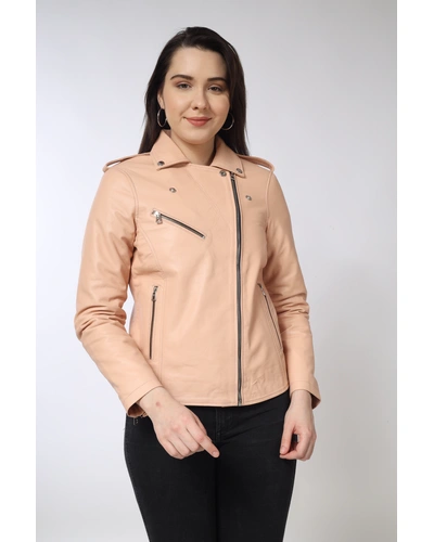 Biker in Pink color | Genuine Leather Jackets for women's-XL-4