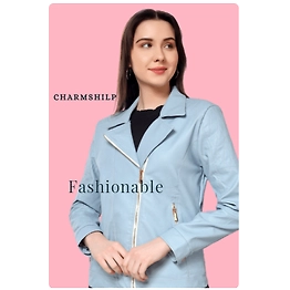 CHARMSHILP - Women's Biker Jacket In Genuine Faux Leather of Multicolo