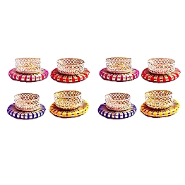 Handcrafted Round T Light Holder Candle Stand Set of 8 Code 1179