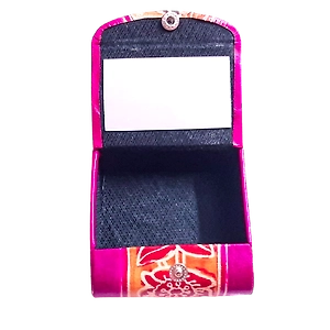 Pure Leather Lipstick Case box holder with Mirror for 3 Lipsticks