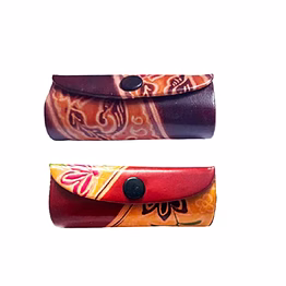 indian handcrafted pure leather designer lipstick cases with mirror set of 2 code 1143