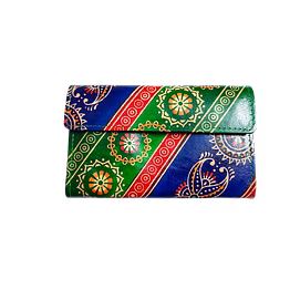 indian hand tooled genuine leather shantiniketan clutch bag purse for girls and women code 1132