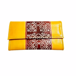 indian hand tooled genuine leather shantiniketan clutch bag purse for girls and women code 1130