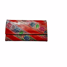 indian hand tooled genuine leather shantiniketan clutch bag purse for girls and women code 1126
