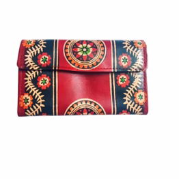 indian hand tooled genuine leather shantiniketan clutch bag purse for girls and women code 1121