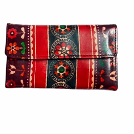 indian hand tooled genuine leather shantiniketan clutch bag purse for girls and women code 1120