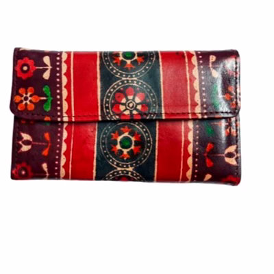 indian hand tooled genuine leather shantiniketan clutch bag purse for girls and women code 1120