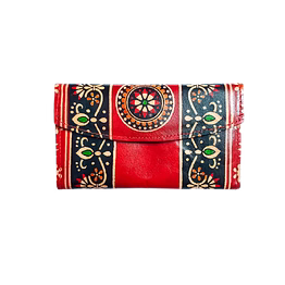 indian hand tooled genuine leather shantiniketan clutch bag purse for girls and women code 1119