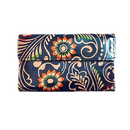 indian hand tooled genuine leather shantiniketan clutch bag purse for girls and women code 1118