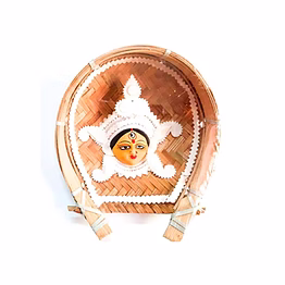 handcrafted shola pith maa durga in kulo (bamboo tray) wall hanging code 1115