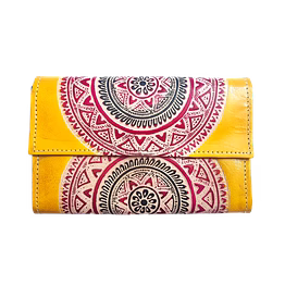 indian hand tooled genuine leather shantiniketan clutch bag purse for girls and women code 1113