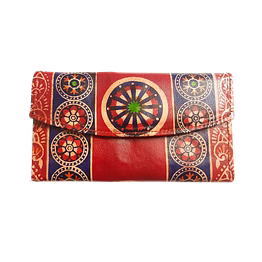 indian hand tooled genuine leather shantiniketan clutch bag purse for girls and women code 1112