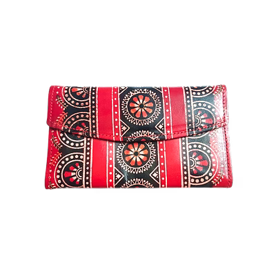 indian hand tooled genuine leather shantiniketan clutch bag purse for girls and women code 1110