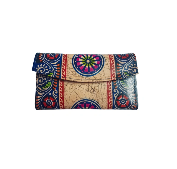 SilkyKraftz Genuine Shantiniketan Leather clutch Bag purse for Ladies