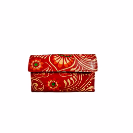 indian hand tooled genuine leather shantiniketan clutch bag purse for girls and women code 1106