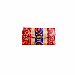indian hand tooled genuine leather shantiniketan clutch bag purse for girls and women code 1102