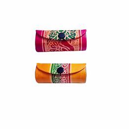 indian handcrafted pure leather designer lipstick cases with mirror set of 2 code 1086