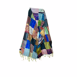 pure silk multi color kantha stitch hand embroidery work patchwork dupatta stole shawl for girls and women code 1133