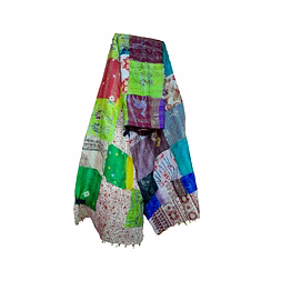 pure silk multi color kantha stitch hand embroidery work patchwork dupatta stole shawl for girls and women code 1082