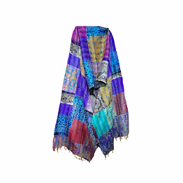 pure silk multi color kantha stitch hand embroidery work patchwork dupatta stole shawl for girls and women code 1081