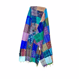 pure silk multi color kantha stitch hand embroidery work patchwork dupatta stole shawl for girls and women code 1078