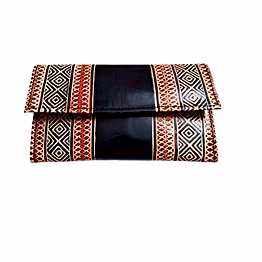 indian hand tooled genuine leather shantiniketan clutch bag purse for girls and women code 1069