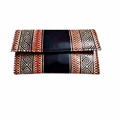 indian hand tooled genuine leather shantiniketan clutch bag purse for girls and women code 1069
