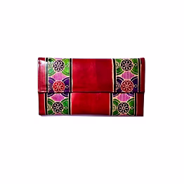 indian hand tooled genuine leather shantiniketan clutch bag purse for girls and women code 1129