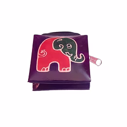 colorful elephant design genuine shantiniketan leather small coin purse code 1073