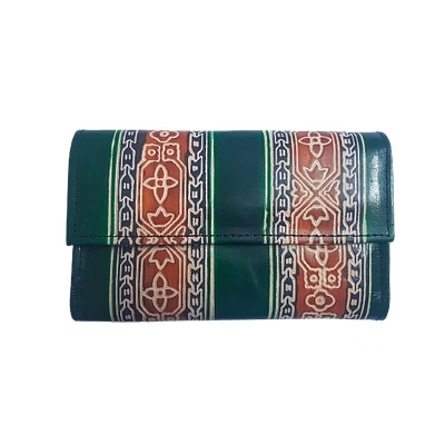 indian hand tooled genuine leather shantiniketan clutch bag purse for girls and women code 1068