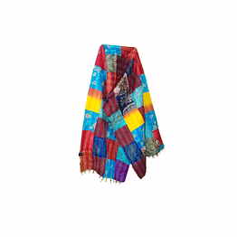 pure silk multi color kantha stitch hand embroidery work patchwork dupatta stole shawl for girls and women code 1062