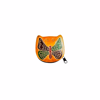 colorful butterfly design genuine shantiniketan leather small coin purse code 1076