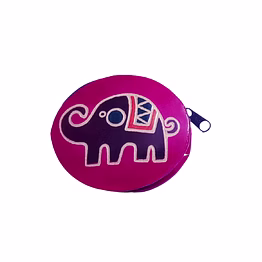 colorful elephant design genuine shantiniketan leather small coin purse code 1071