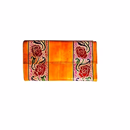 indian hand tooled genuine leather shantiniketan clutch bag purse for girls and women code 1128
