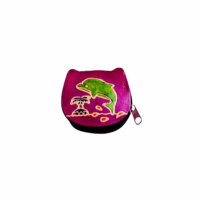 colorful dolphin design genuine shantiniketan leather small coin purse code 1048