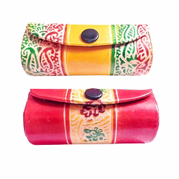 indian handcrafted pure leather designer lipstick cases with mirror set of 2 code 1144