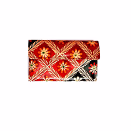 indian hand tooled genuine leather shantiniketan clutch bag purse for girls and women code 1058