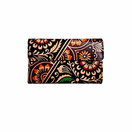 indian hand tooled genuine leather shantiniketan clutch bag purse for girls and women code 1122