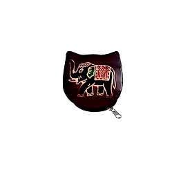colorful elephant design genuine shantiniketan leather small coin purse code 1031