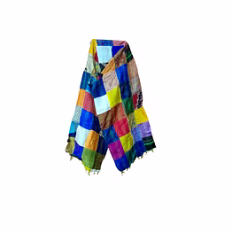 pure silk multi color kantha stitch hand embroidery work patchwork dupatta stole for girls and women code 1168